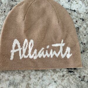All Saints Beige Knit Beanie